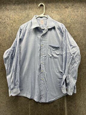 Brooks Brothers Dress Shirt Mens 16.5 4 Blue Solid Regular Fit USA Cotton